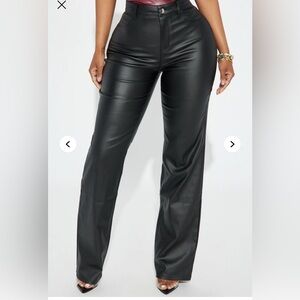 Fashion Nova Black Straight Leg Faux Leather Pants